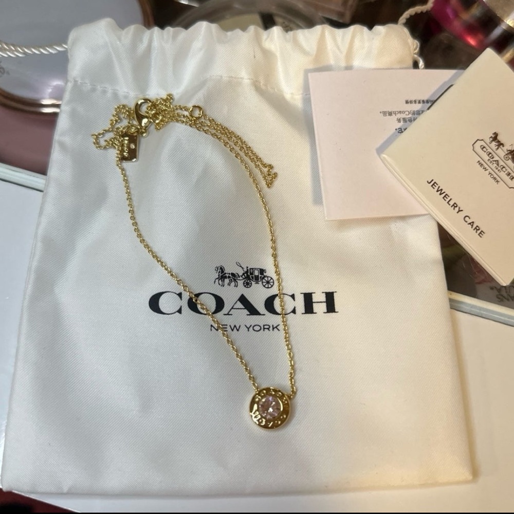 Coach Open Circle Stone Gold Necklace & Bracelet